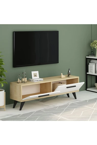 DEMONTE DECOR Active Iki Kapaklı Tv Ünitesi Safirmeşe-beyaz 120 Cm - 2