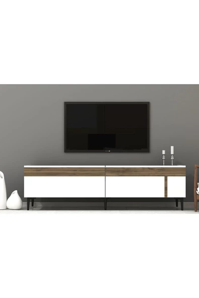 DEMONTE DECOR ASUDE TV SEHPASI (ALT MODÜL) BEYAZ-CEVİZ