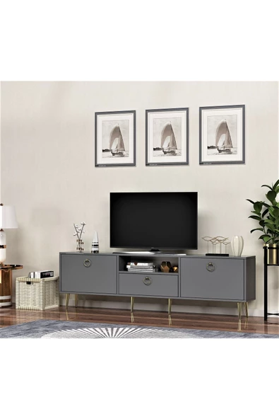 DEMONTE DECOR 180 Cm Sole Tv Ünitesi,sehpası Antrasit-antrasit