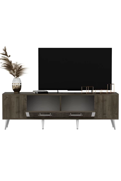 DEMONTE DECOR DETTAS TV ÜNİTESİ, 150 CM CEVİZ-GÜMÜŞ - 5