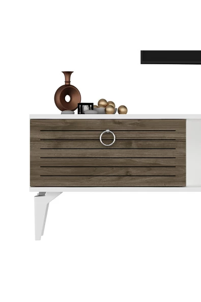DEMONTE DECOR ARONA TV ÜNİTESİ BEYAZ CEVİZ - 4