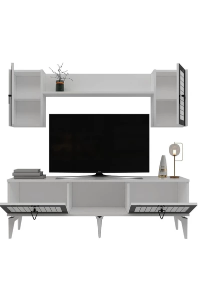 cantek dizayn Linda Tv Ünitesi Takımı Beyaz-gümüş - 6