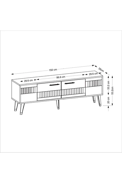 DEMONTE DECOR 2 Raflı, Kapaklı 150 Cm Moda Tv Ünitesi Antrasit-altın - 6