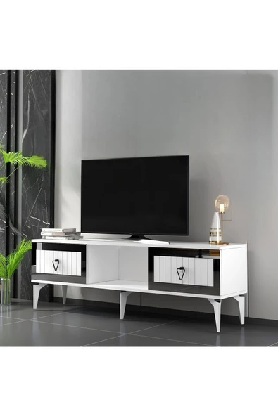 DEMONTE DECOR LİNDA TV SEHPASI (ALT MODÜL) BEYAZ-GÜMÜŞ