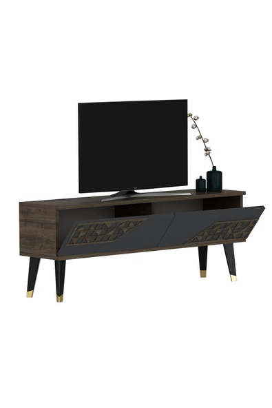 DEMONTE DECOR 2 Kapaklı Toronto Tv Sehpası Ceviz-antrasit - 4