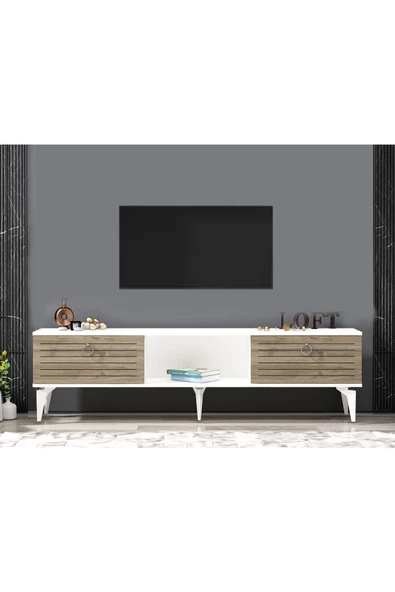 DEMONTE DECOR ARONA TV SEHPASI (ALT MODÜL) BEYAZ CEVİZ