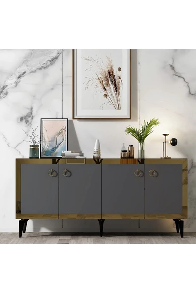 DEMONTE DECOR POLLİ KONSOL ROYALMERMER-ANTRASİT-ALTIN