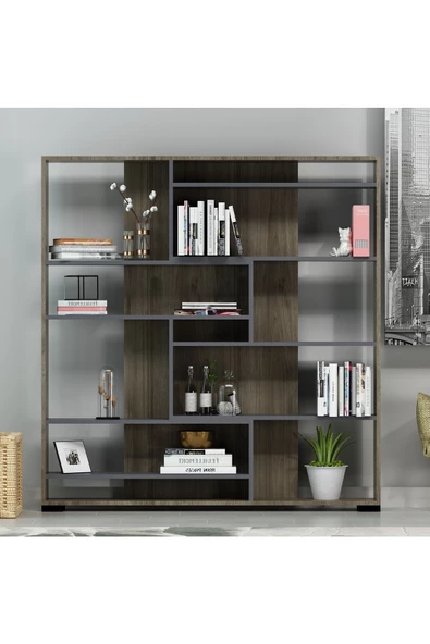 DEMONTE DECOR COSMO KİTAPLIK CEVİZ ANTRASİT