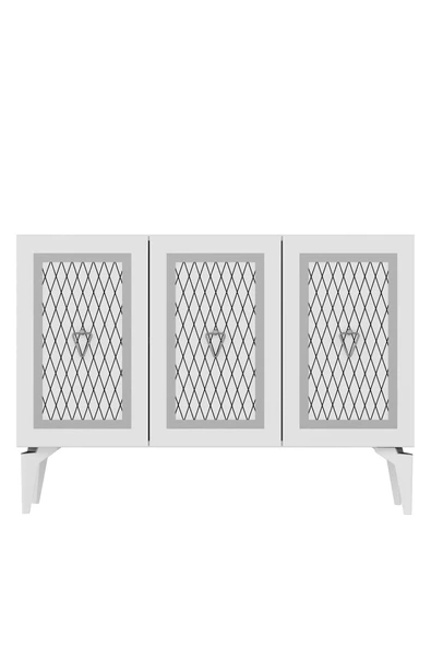 DEMONTE DECOR 3 Kapaklı Katya Konsol Beyaz-gümüş - 7