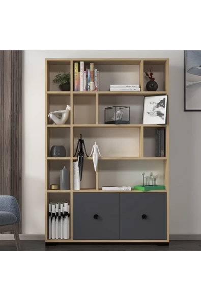 DEMONTE DECOR CLARK KİTAPLIK SAFİR-ANTRASİT