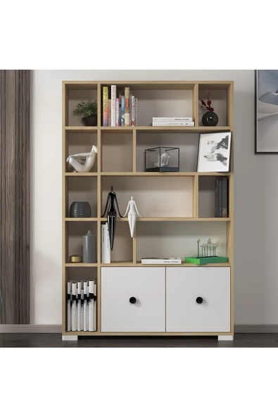 DEMONTE DECOR CLARK KİTAPLIK SAFİR-BEYAZ