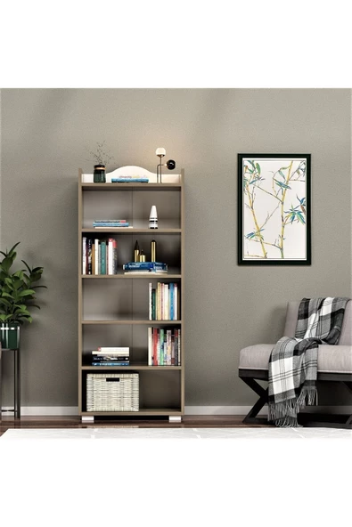 DEMONTE DECOR 6 Raflı Wıse Kitaplık Ceviz
