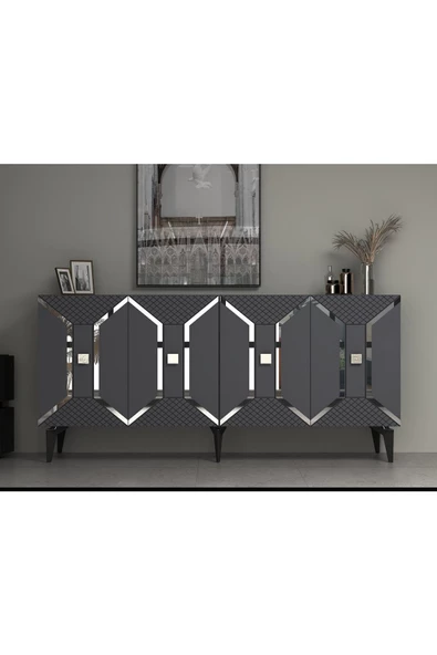 DEMONTE DECOR YUMEDİ MODERN KONSOL ANTRASİT-GÜMÜŞ