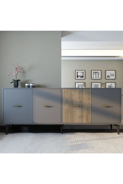 DEMONTE DECOR VERY 180 CM KONSOL (KX180) ANTRASİT-CEVİZ