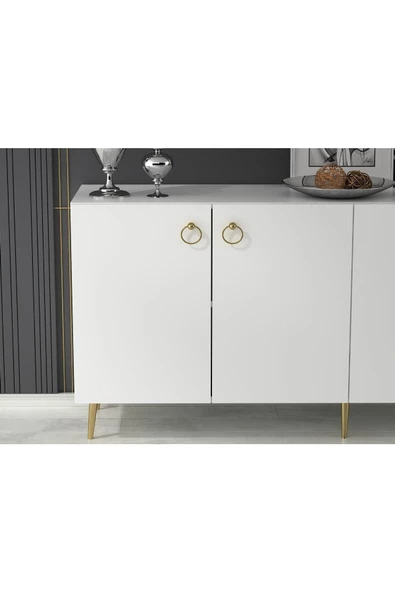 DEMONTE DECOR DROP KONSOL BEYAZ-ALTIN - 3