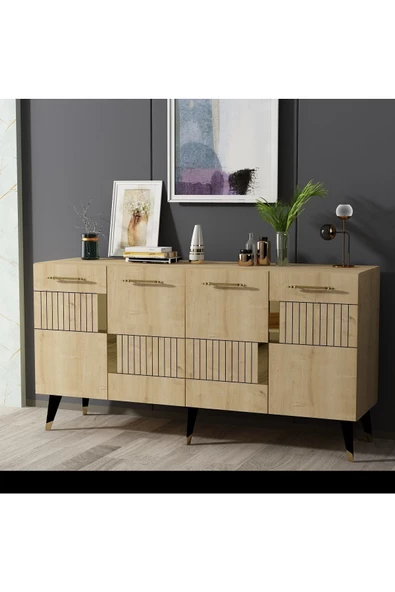 DEMONTE DECOR 4 Kapaklı Moda Konsol Safirmeşe-altın - 2