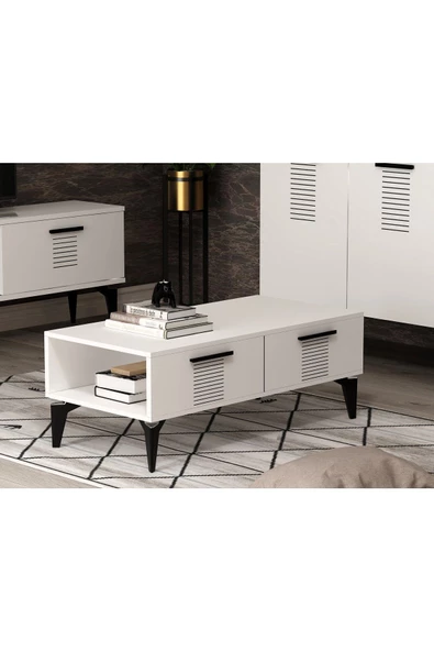 DEMONTE DECOR Raflı Asimo Orta Sehpa Beyaz-beyaz