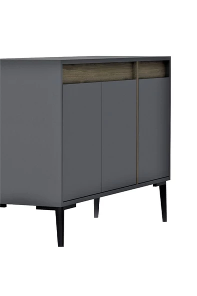 DEMONTE DECOR 3 Kapaklı Asude Konsol Antrasit-ceviz - 5