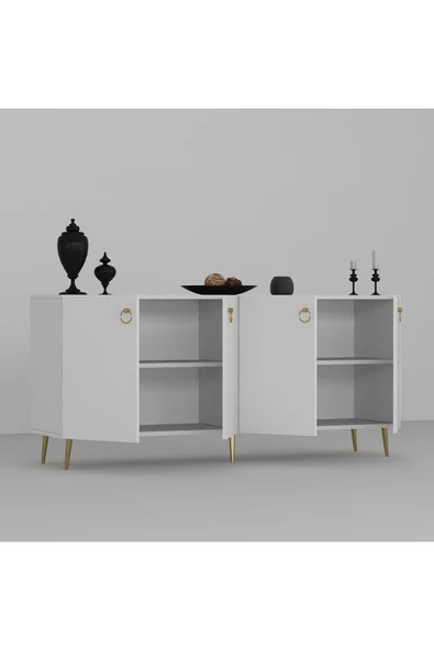 DEMONTE DECOR DROP KONSOL BEYAZ-ALTIN - 4