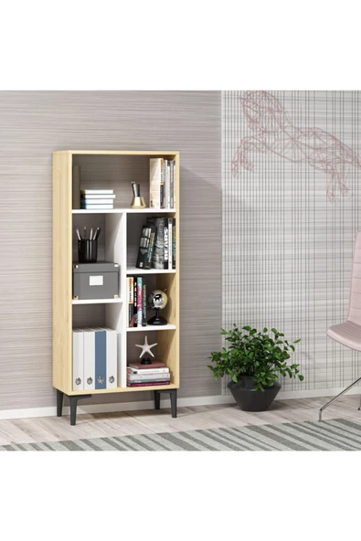 DEMONTE DECOR College Kitaplık Safir Meşe - Beyaz
