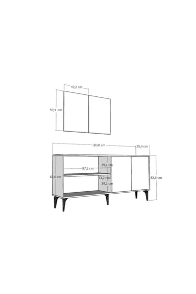 DEMONTE DECOR CHERRY 180 CM KONSOL(KX180) ANTRASİT-CEVİZ - 7