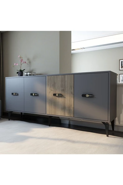 DEMONTE DECOR CHERRY 180 CM KONSOL(KX180) ANTRASİT-CEVİZ - 2