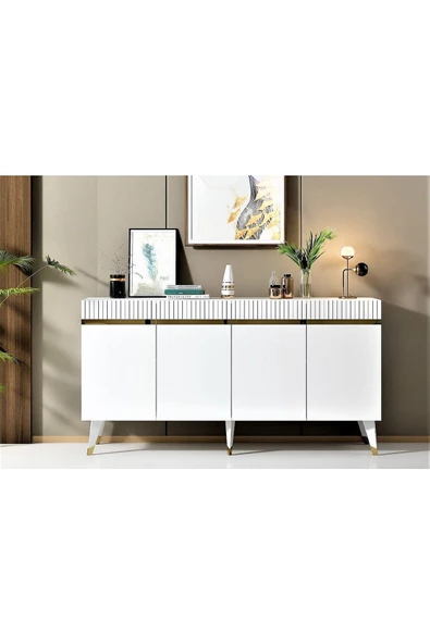 DEMONTE DECOR DEFFNE KONSOL BEYAZ-ALTIN