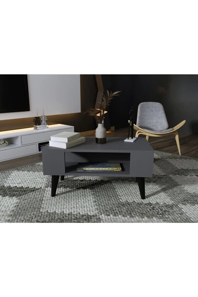 DEMONTE DECOR 3 Raflı Akbe Orta Sehpa Antrasit-antrasit