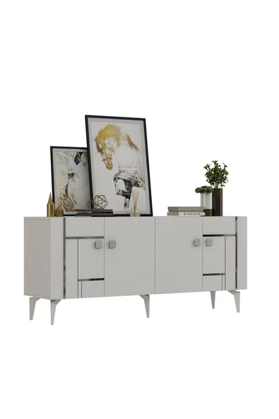 DEMONTE DECOR MADERA KONSOL BEYAZ-GÜMÜŞ - 5