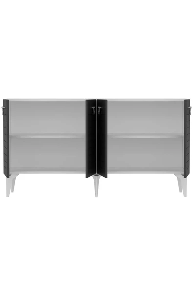 DEMONTE DECOR Arona Konsol 4 Kapaklı Raflı Beyaz- Antrasit - 5