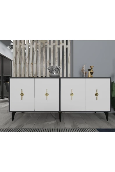 DEMONTE DECOR Figora 180 Cm Konsol (KX180) Antrasit-beyaz