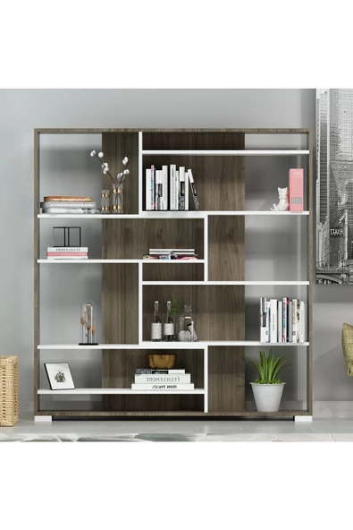 DEMONTE DECOR COSMO KİTAPLIK CEVİZ BEYAZ
