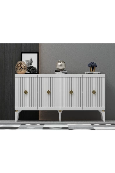 DEMONTE DECOR MİDDAS KONSOL BEYAZ-ALTIN