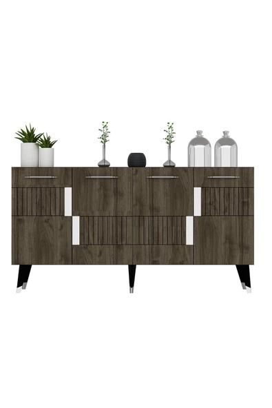 DEMONTE DECOR 4 Kapaklı Moda Konsol Ceviz-gümüş - 4