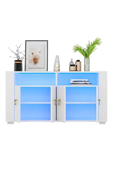 DEMONTE DECOR Klein Led Aydınlatmalı Konsol Beyaz - 5