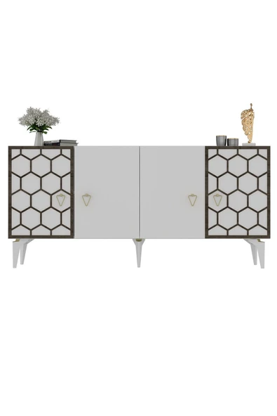 DEMONTE DECOR NARVA KONSOL BEYAZ (CEVİZ DESEN) - 5