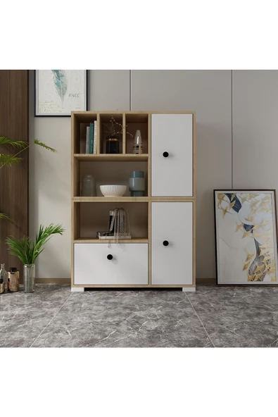 DEMONTE DECOR AVONA KİTAPLIK SAFİRMEŞE-BEYAZ