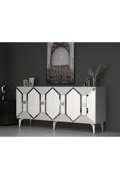 DEMONTE DECOR YUMEDİ MODERN KONSOL BEYAZ-GÜMÜŞ - 2