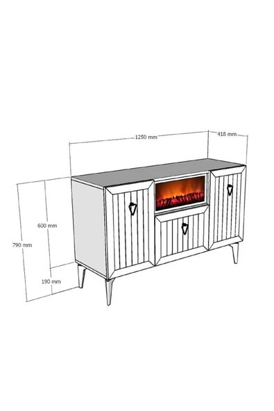 DEMONTE DECOR LİİNDA ŞÖMİNELİ KONSOL BEYAZ-GÜMÜŞ - 7