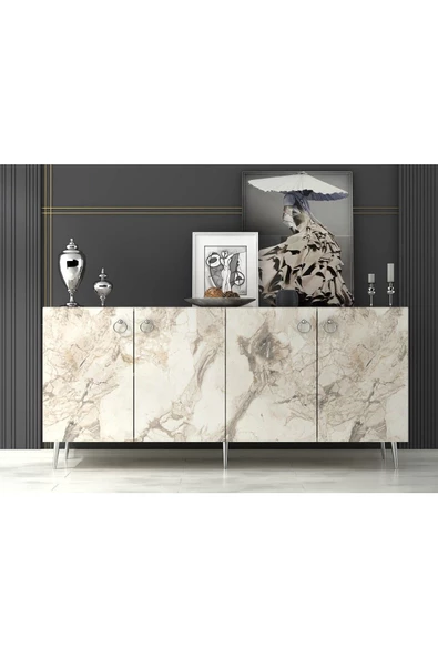 DEMONTE DECOR Drop Konsol Efesmermer-gümüş - 2