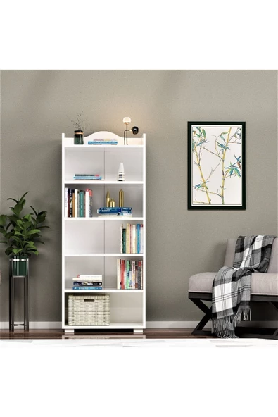 DEMONTE DECOR 6 Raflı Wıse Kitaplık Beyaz