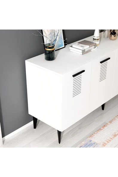 DEMONTE DECOR Asimodh 4 Kapaklı Konsol Safirmeşe Beyaz - 3