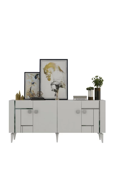 DEMONTE DECOR MADERA KONSOL BEYAZ-GÜMÜŞ - 4