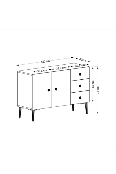 DEMONTE DECOR 3 Kapaklı Avatar Konsol, Çok Amaçlı Dolap, Ayakkabılık Beyaz-royalmermer - 6