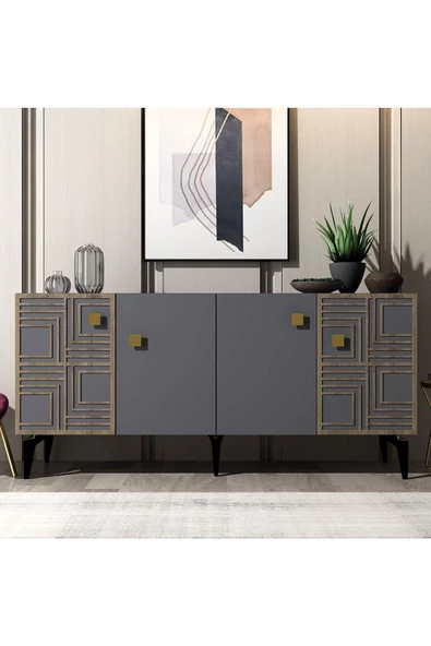 DEMONTE DECOR OSSO KONSOL ANTRASİT (CEVİZ DESEN)