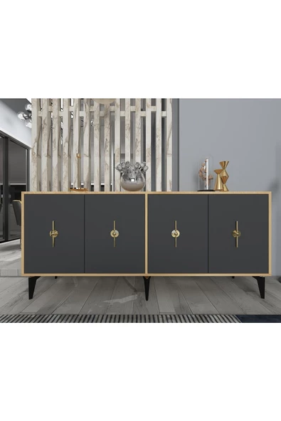 DEMONTE DECOR Figora 180 Cm Konsol (KX180) Safirmeşe-antrasit