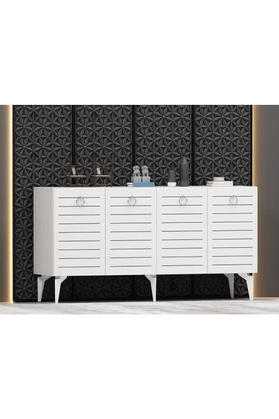 DEMONTE DECOR ARONA KONSOL 4 KAPAKLI RAFLI BEYAZ - 2