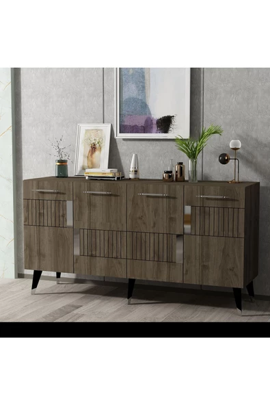 DEMONTE DECOR 4 Kapaklı Moda Konsol Ceviz-gümüş - 2