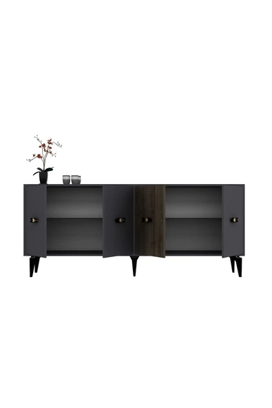 DEMONTE DECOR CHERRY 180 CM KONSOL(KX180) ANTRASİT-CEVİZ - 6