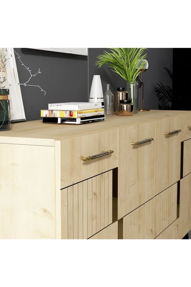 DEMONTE DECOR 4 Kapaklı Moda Konsol Safirmeşe-altın - 3